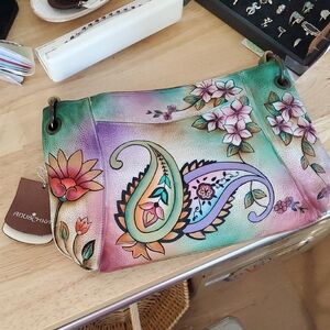 Anuschka Floral Paisley Shoulder Bag in Pastel Hues